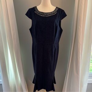 Adrianna Papell NWOT Navy Embellishment Around Collar Size 16